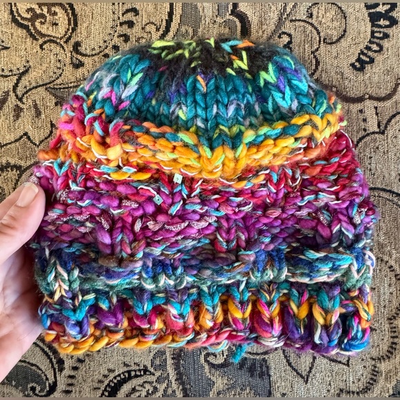 Hand Knit Chunky Beanie Malabrigo Rasta OOAK - Picture 14 of 17